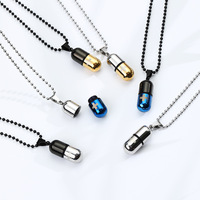 Personnalisé Hommes Femmes Dévissé Bijoux En Acier Inoxydable Pilule Bouteille De Parfum Capsule Croix Pendentif Laser Croix Collier