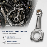 Usinage CNC d'acier allié 4340 pour bielles de moteur de moto anodisées, qui relient le piston et le vilebrequin.