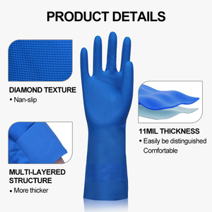 Guantes Industriales <span class=keywords><strong>de</strong></span> Nitrilo XINGYU <span class=keywords><strong>de</strong></span> 33 cm, Azules, Resistentes a Químicos, Ácidos y Álcalis, para Laboratorio - Product Image 2