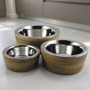 Cuenco SF de acero inoxidable, cuenco para gatos de 3 PES, comedero antideslizante para mascotas, cuenco con varios tamaños, exterior de madera, precio más barato, acero inoxidable - Product Image 1