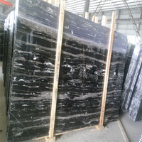 Dalles de marbre noir naturel chinois en marbre Dragon argenté avec veines droites blanches Carreaux polis pour revêtements de sol Carreaux muraux Escaliers