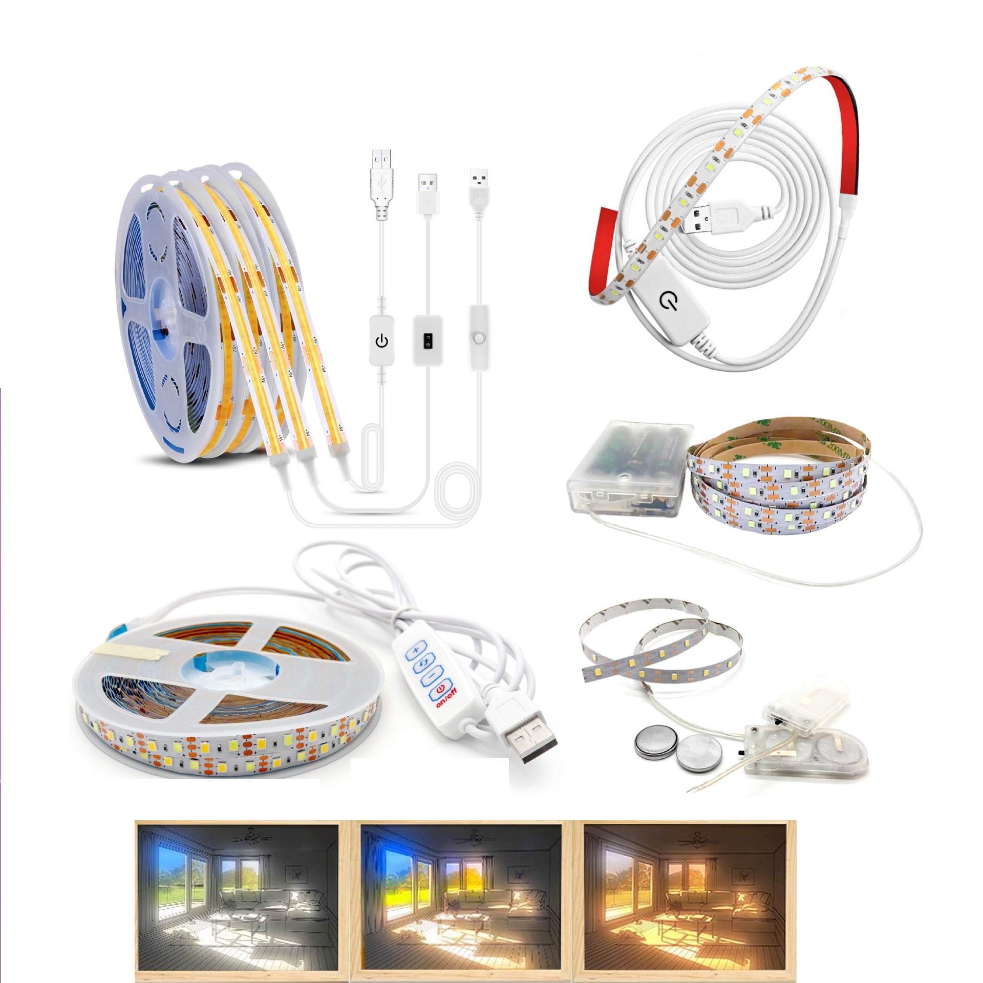 USB Light Strip LED 5V 2835 5mm 8mm Wide Handicraft Light Painting Small Night Self-adhesive Light Strip · image 2