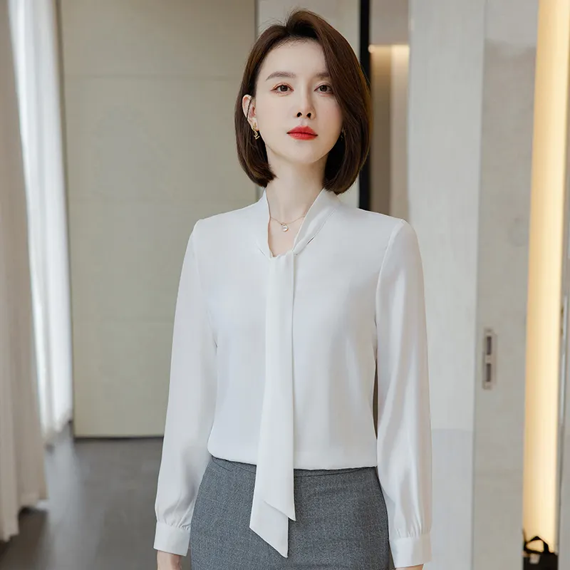 White long sleeved shirt, office business formal attire, paired with a single top jacket