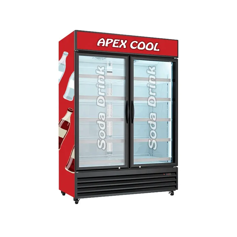 Apex ตู้แช่เครื่องดื่มแบบสองประตูตู้แช่เครื่องดื่มตู้แช่แสดงเครื่องดื่ม/ตู้แช่แสดงสินค้าในซูเปอร์มาร์เก็ต