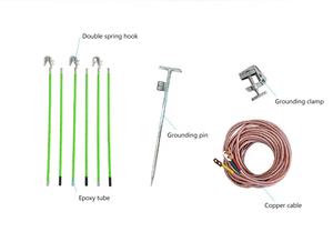 Tige de terre de mise à la terre en fibre de verre haute tension avec pince et fil de cuivre - Product Image 3