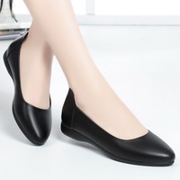 Sepatu Kerja Wanita Xuanhui New Trend Pointed Toe, Pumps Profesional, Flat 2cm Hak Rendah, Warna Hitam