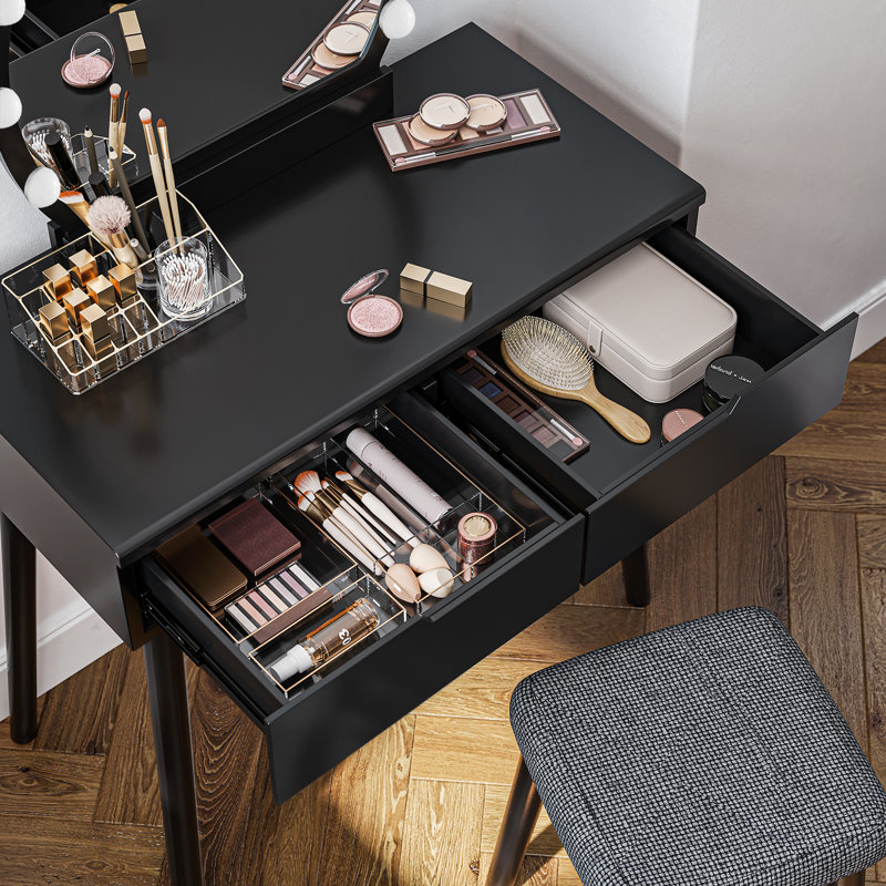 wholesale makeup vanity table with bulb lights and chair set