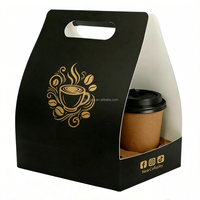 Supports de transport personnalisables en papier de qualité alimentaire, à double paroi, estampés à chaud or, pour 2 ou 4 tasses de café, de boissons ou de biscuits à emporter