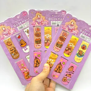 New Capybara Stationery Clip Magnetic Bookmark Long Strip Fridge Magnet Anime Cartoon Student Gift Box Packaging Advertising