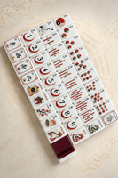 Jeu de Mahjong Américain 160 Tuiles, Design Bagua Rouge, Jeu de Mahjong à Face Ivoire avec Art Yin Yang pour Soirée Jeu