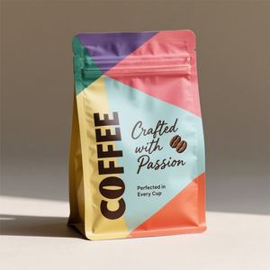 Sacs à café en grains torréfiés noirs de qualité alimentaire, résistants à l'humidité, personnalisés, avec fond plat, en aluminium thermoscellé, avec fermeture éclair - Product Image 5