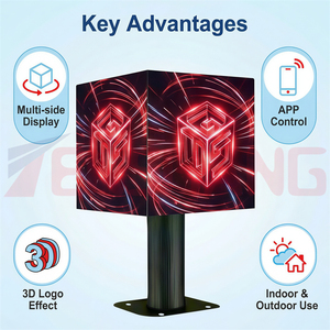Nueva Pantalla LED Cúbica 360 °   Letrero LED Cúbico 3D para Interiores y Exteriores, Resistente al Agua, para Generar Tráfico en Tiendas y Exponer la Marca - Product Image 3