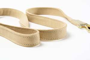 LAISSE Cuir et TISSU ITALIEN dorés pour propriétaires de chiens-Quincaillerie de finition dorée de qualité supérieure Laisse en tissu durable - Product Image 6