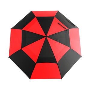 Durable Fiberglass Frame Glass Fiber Shaft Large Windproof Uv Golf <b>Umbrella</b> Red and Black Color Alternating <b>Umbrellas</b> - Product Image 1