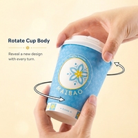 Gobelet à café interactif en papier à double paroi avec fenêtre UV, motif révélateur rotatif, jetable et écologique, pour cafés et boulangeries