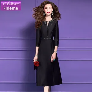 Abito con Perline <span class=keywords><strong>su</strong></span> <span class=keywords><strong>Misura</strong></span> FMY per la Collezione Autunnale Femminile, Nuovo Modello di Alta Gamma, Elegante e Aderente a Lunghezza Media 62211 - Product Image 4