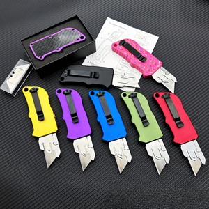 Abrecartas para el hogar, cuchillo de bolsillo con mango de aleación de aluminio aeronáutico (para manualidades/papel/regalos), cuchillo multiusos para exteriores e industrial - Product Image 1