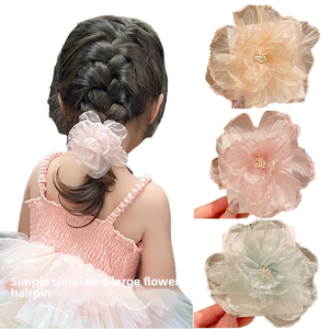 Horquilla informal para niñas, horquilla lateral para niños <span class=keywords><strong>con</strong></span> flores artificiales grandes, accesorios para el cabello de plástico dulce, no lastiman a los bebés - Product Image 6