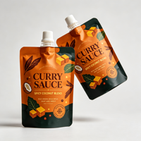 Pochettes souples personnalisées en plastique dépoli avec bec verseur pour ketchup et sauce tomate, emballage alimentaire liquide de qualité alimentaire avec bouchon, vente en gros