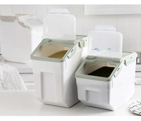 Boîte de rangement de riz de cuisine de 25 kg Réservoir de stockage de farine de riz étanche à l'humidité Seau distributeur de riz résistant aux insectes