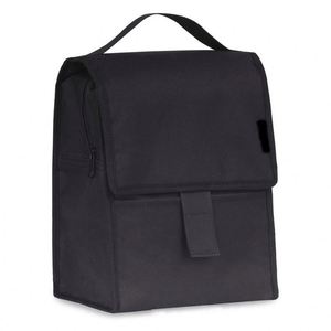 Insulated Lunch Bag Black Non-Woven Fabric Handle Hook Loop Closure Food Storage Cooler Bag - Product Image 6