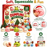 Nouveau Calendrier de l'Avent de Noël : Boîte Mystère 24 Pièces – Ensemble de Jouets Squishy Fidget en Forme de Dumpling – Compte à Rebours Surprise – Cadeau de Fêtes