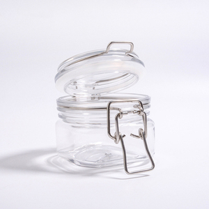 Tarro cuadrado de PET de 200ml para crema cosmética, <span class=keywords><strong>Kilner</strong></span> 150ml transparente con tapa de clip, paquete al por mayor en stock para limpiador facial con sal marina - Product Image 2