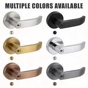 Tianyi Matte Black Door Handle Lever <b>Lock</b> Wave Curved Streamlined Round Rosette <b>Keyed</b> Entry Interior Bedroom Hardware Set - Product Image 3