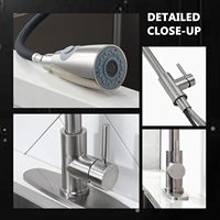 Robinet de cuisine moderne en nickel brossé avec douchette extractible, pivotant à 360°, monocommande, à poser sur comptoir, en acier inoxydable 304, avec capteur sans contact