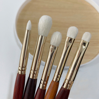 Ensemble de 9 pinceaux de maquillage personnalisés en bois rouge, poils de chèvre naturels, luxe, haute qualité, logo personnalisé, vente en gros