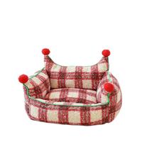 Lit pour animaux de compagnie PKY en tissu doux et chaud avec dentelle et motif floral, doublure en peluche, pour toutes les saisons, pour petits et moyens animaux