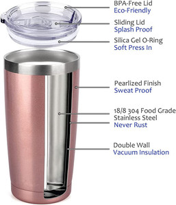 Borracce in acciaio inox isolato doppia parete viaggio Tumbler durevole isolato tazza di caffè tazza termica con coperchio - Product Image 5