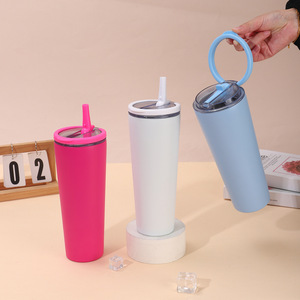 Gobelet isotherme de voyage personnalisé en acier inoxydable à double paroi de 30 oz, tasse de sport et d'extérieur avec paille rabattable et poignée - Product Image 2