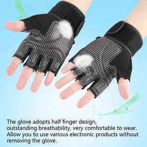 Gant de levage de sport de Bruxelles, gant de cyclisme de sport de levage Gant demi-doigt respirant en fibre Grip supplémentaire (Noir) - Product Image 6