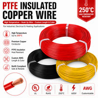 Câble électrique en cuivre isolé au PTFE haute température, longueur personnalisée AWG pour équipement de chauffage industriel