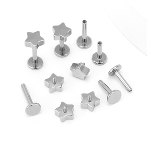 303 स्टेनलेस स्टील स्टार के आकार के कान स्टड m0.9/1.0 थ्रेडेड भेदी गहने व्यक्तिगत पंंक शैली इयररिंग्स - Product Image 3