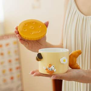 แก้วเซรามิคลายการ์ตูนสาวน่ารัก Lelyi พร้อมฝาปิด แก้ว<span class=keywords><strong>กาแฟ</strong></span>ดีไซน์สร้างสรรค์ สวยงามมีสไตล์ - Product Image 5