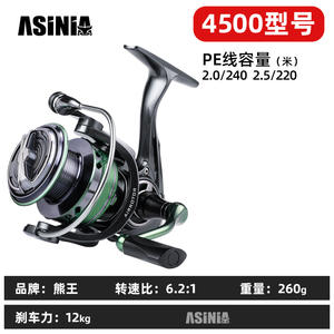 Carrete de Pesca Giratorio <span class=keywords><strong>SeaKnight</strong></span> FRS-J464 4500 para Mano Izquierda, 9+1BB, Arrastre Máximo de 6-8kg, Relación de Engranajes 5.2:1, Eje Metálico Intercambiable - Product Image 4