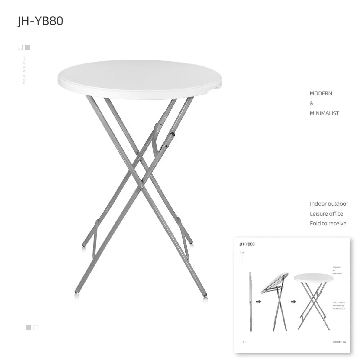 80cm plástico redondo high top longo perna mesa de bar