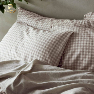 Lenzuolo Piatto in Lino 100% Stonewashed a Reticolo 300TC, Ecologico, Antistatico, Stile Moderno, Kit Matrimoniale a Quattro Pezzi per la Casa - Product Image 1