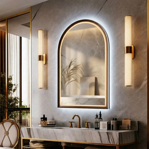 Grand <span class=keywords><strong>miroir</strong></span> LED rétro en forme d'arche, <span class=keywords><strong>miroir</strong></span> <span class=keywords><strong>de</strong></span> <span class=keywords><strong>salle</strong></span> <span class=keywords><strong>de</strong></span> <span class=keywords><strong>bain</strong></span> mural à LED, <span class=keywords><strong>miroir</strong></span> <span class=keywords><strong>de</strong></span> maquillage à LED à lumière douce pour projets d'appartements - Product Image 2