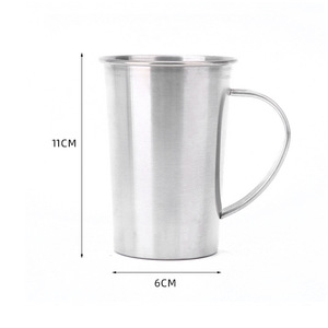 แก้วเบียร์สแตนเลส 350 มล. สูง 11 ซม. เส้นผ่านศูนย์กลาง 6 ซม. ด้ามจับพกพา แก้วน้ำขนาดเล็ก สไตล์เรียบง่าย - Product Image 1