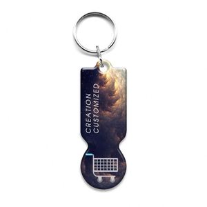 Wholesale <b>Custom</b> Design Printing Metal Supermarket Shopping Cart Trolley Token Coin <b>Keychain</b> Keyring - Product Image 1