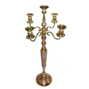 皇家设计最佳品质金色烛台婚礼烛台地板装饰廉价金属烛台