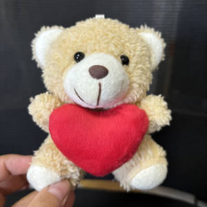 Boneka beruang Teddy berdiri 13cm dengan hati merah cinta Valentine gantungan kunci mewah gantungan kunci mainan mewah gantungan kunci Mini mewah - Product Image 5
