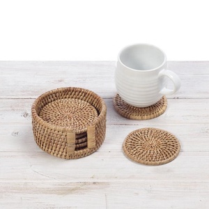 Cesta Redonda de Mimbre Tejida a Mano con Tapa, Estilo Bohemio, Contenedor de Almacenamiento para el Hogar, Reutilizable, Grosor Medio, Diseño Sólido - Product Image 2