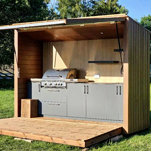 מטבח חיצוני מודולרי אלומיניום מודרני עם כיור מודול מקרר חיצוני הרכבה קלה לשימוש בוילה - Product Image 1