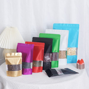 100 pz/<span class=keywords><strong>pacco</strong></span> con chiusura a chiusura lampo in plastica laminata di alluminio colorato stampato in alluminio borsa Stand up Pouch per cibo Tea Coffee Nut Packaging - Product Image 2