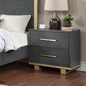 Cómoda de Dormitorio con Detalles y Herrajes Dorados, Mueble de Almacenamiento de Lujo Contemporáneo, Cómoda Gris Oscuro Glam con Espejo - Product Image 4