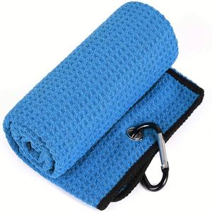 Wholesale Quick Dry Custom logo Printed Recycled Microfiber Waffle Caddie Golf Towel with <b>Hook</b> - Product Image 5